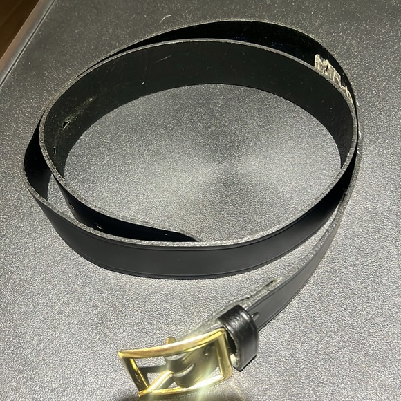 TASK FORCE Black Top Grain Leather Belt Mens Sz44 Made In USA - Picture 2 of 4